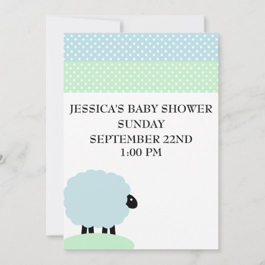 Cute and Fun Sheep Baby shower nodigen - pas aan Kaart (Achterkant)