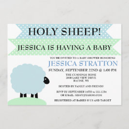 Cute and Fun Sheep Baby shower nodigen - pas aan Kaart