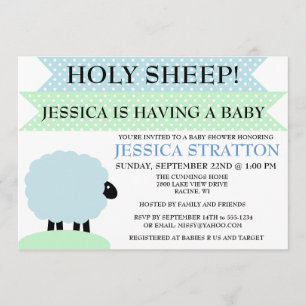 Cute and Fun Sheep Baby shower nodigen - pas aan Kaart