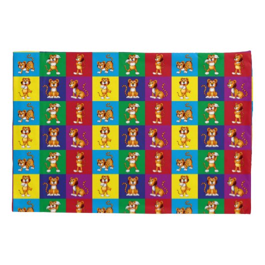 Cute and Fun Tiger Pattern Kussensloop (Achterkant)