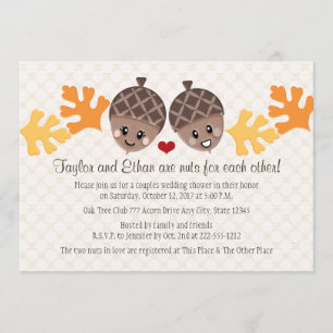 Cute and Funny Acorn Couples Wedding Shower Kaart