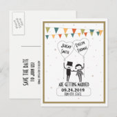 Cute and Funny Alternative Wedding Save the Date Aankondigingskaart (Voorkant / Achterkant)