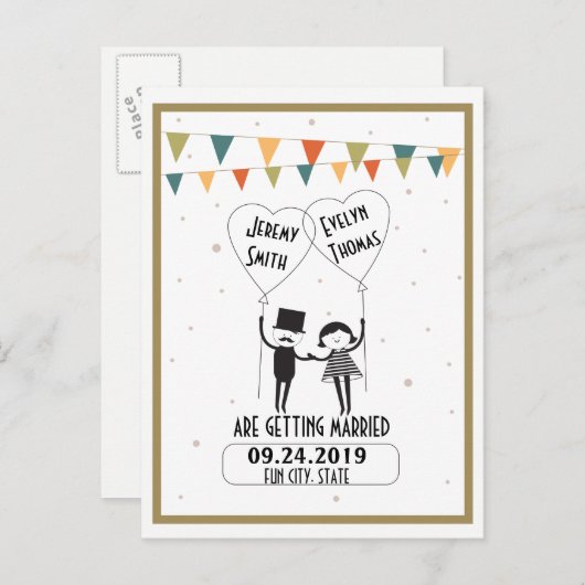 Cute and Funny Alternative Wedding Save the Date Aankondigingskaart (Voorkant / Achterkant)