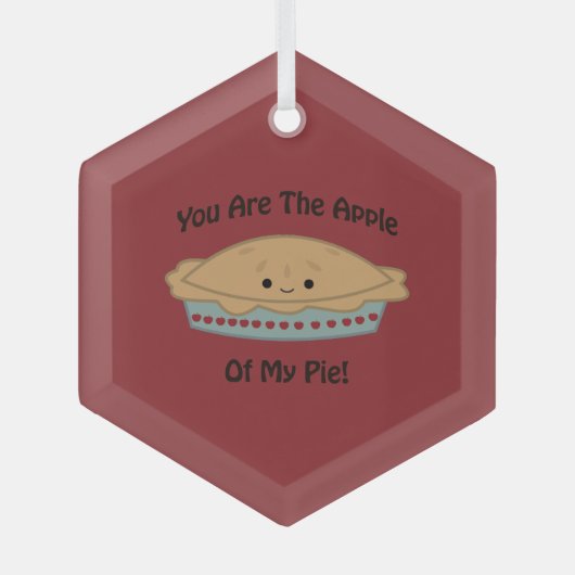 Cute and Funny Apple of My Pie Glas Ornament (Voorkant)