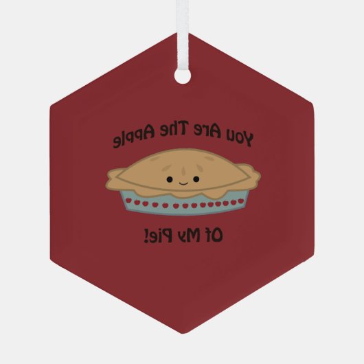 Cute and Funny Apple of My Pie Glas Ornament (Achterkant)