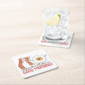 Cute and Funny Bacon and Egg Good Morning Kartonnen Onderzetters (Insitu)
