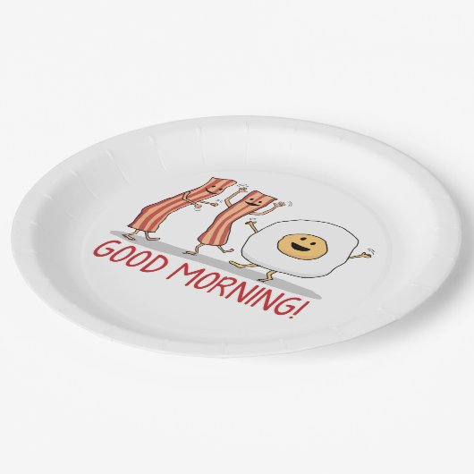Cute and Funny Bacon and Egg Good Morning Papieren Bordje (Gekanteld)