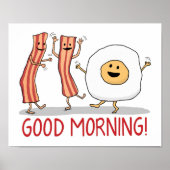 Cute and Funny Bacon and Egg Good Morning Poster (Voorkant)