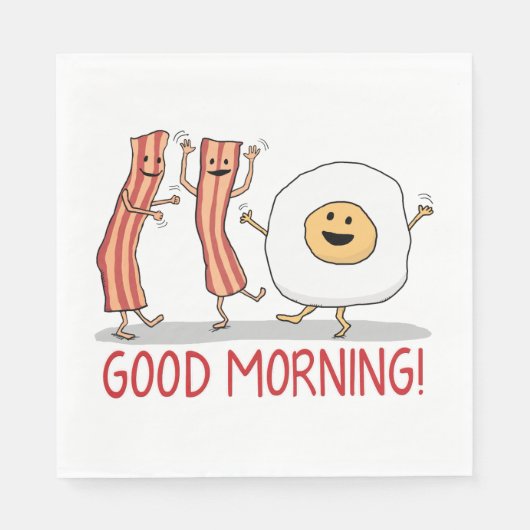 Cute and Funny Bacon and Egg Good Morning Servet (Voorkant)