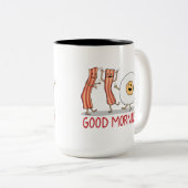 Cute and Funny Bacon and Egg Good Morning Tweekleurige Koffiemok (Voorkant rechts)