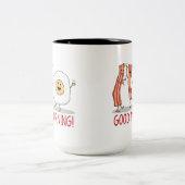 Cute and Funny Bacon and Egg Good Morning Tweekleurige Koffiemok (Center)