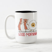 Cute and Funny Bacon and Egg Good Morning Tweekleurige Koffiemok (Links)
