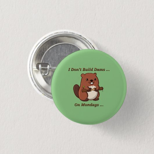 Cute and Funny Beaver Button (Voorkant /achterkant)