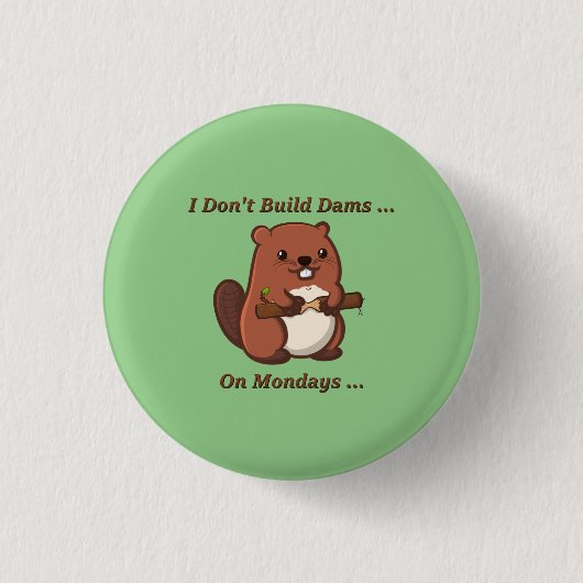 Cute and Funny Beaver Button (Voorkant)