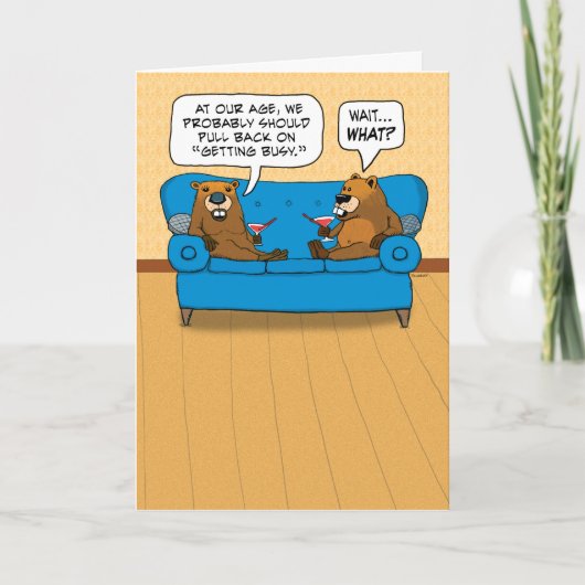Cute and Funny Beavers stoppen met 'n wedstrijd. Kaart (Voorkant)