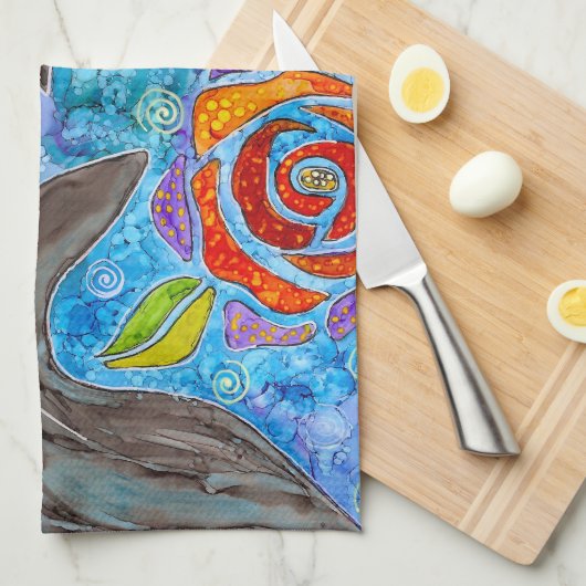 Cute and Funny Bickering Crows Kitchen Towel Theedoek (Quarter Fold)