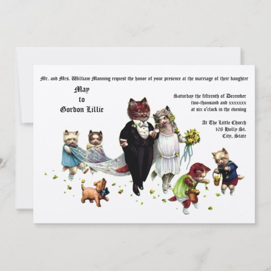 Cute and Funny Bride & Groom Wedding Cats Kaart (Voorkant)