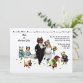 Cute and Funny Bride & Groom Wedding Cats Kaart (Staand voorkant)