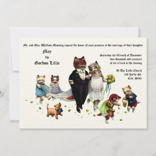 Cute and Funny Bride & Groom Wedding Cats Kaart
