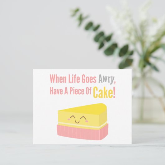 Cute and Funny Cake Life Quote Briefkaart (Staand voorkant)