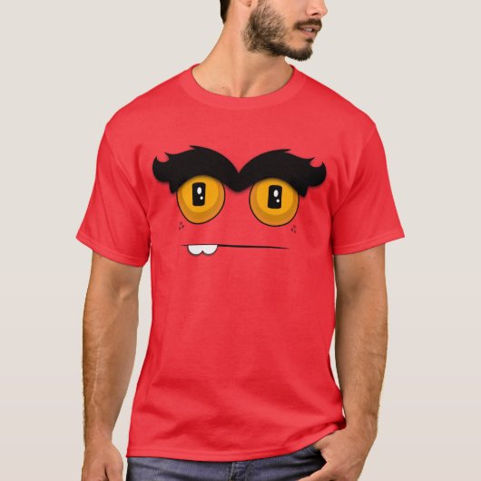 Cute and Funny Cartoon Unibrow Monster Face T-shirt (Voorkant)