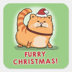Cute and Funny Cat Furry kerst Vierkante Sticker