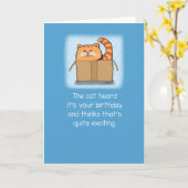 Cute and Funny Cat in a Box Birthday Kaart (Gele Bloem)