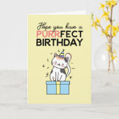 Cute and Funny Cat Lover Pun Purrfect Birthday Kaart (Gele Bloem)