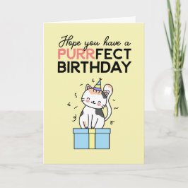 Cute and Funny Cat Lover Pun Purrfect Birthday Kaart