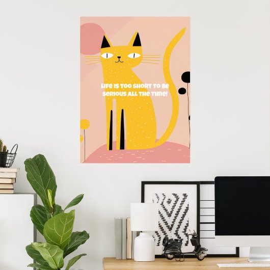 Cute and Funny Cat Poster met Inspirerend prijsopg (Thuiskantoor)