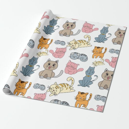 Cute and Funny Cats and Kittens Cadeaupapier (Uitgerold)