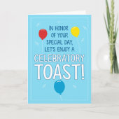 Cute and Funny Celebratory Toast Birthday Kaart (Voorkant)