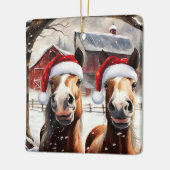 Cute and Funny Christmas Horses Barn Keramisch Ornament (Links)
