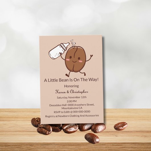 Cute And Funny Coffee Lover Baby Shower Invitation Kaart