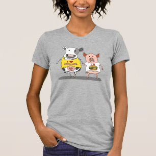 Cute and Funny Cow and Pig Friends T-shirt