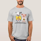 Cute and Funny Cow and Pig Friends T-shirt (Voorkant)
