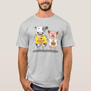 Cute and Funny Cow and Pig Friends T-shirt