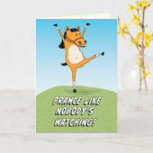 Cute and Funny Dancing Horse Birthday Kaart (Gele Bloem)