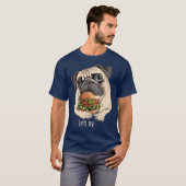 Cute and Funny Dog Cute Pug met hamburger T-shirt (Voorkant volledig)