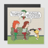 Cute and Funny Dog Serving Wine met Kerstmis (Voorkant / Achterkant)