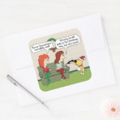 Cute and Funny Dog Serving Wine met Kerstmis Vierkante Sticker (Envelop)