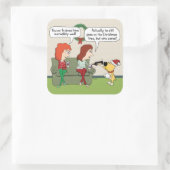 Cute and Funny Dog Serving Wine met Kerstmis Vierkante Sticker (Tas)