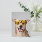 cute and funny dog with glasses  briefkaart (Staand voorkant)