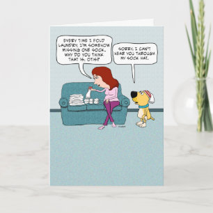 Cute and Funny Dog with Sock Pet Birthday Kaart