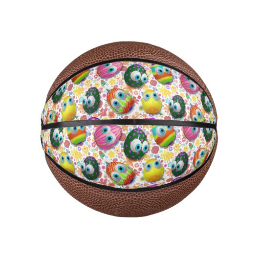 Cute and Funny Easter Eggs Cartoon Basketbal (Voorkant)