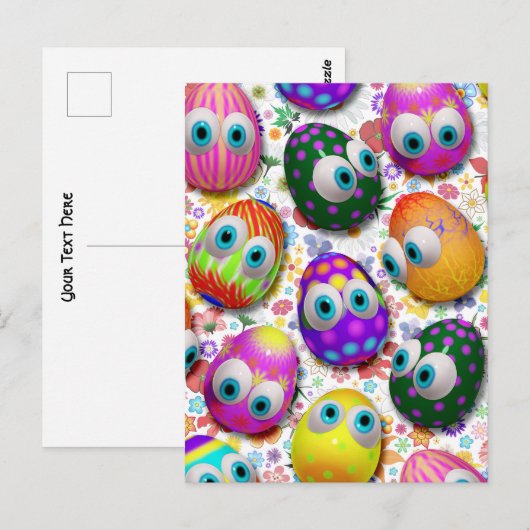 Cute and Funny Easter Eggs Cartoon Briefkaart (Voorkant / Achterkant)