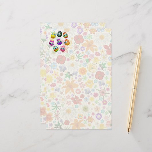 Cute and Funny Easter Eggs Cartoon Briefpapier (Voorkant / Achterkant in situ)