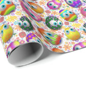 Cute and Funny Easter Eggs Cartoon Cadeaupapier (Rol Hoek)