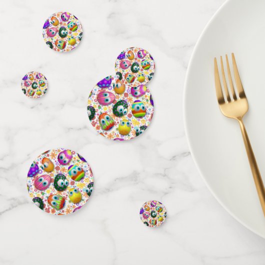 Cute and Funny Easter Eggs Cartoon Confetti (Groep)