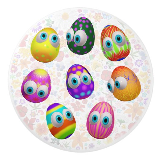 Cute and Funny Easter Eggs Cartoon Keramische Knop (Voorkant)